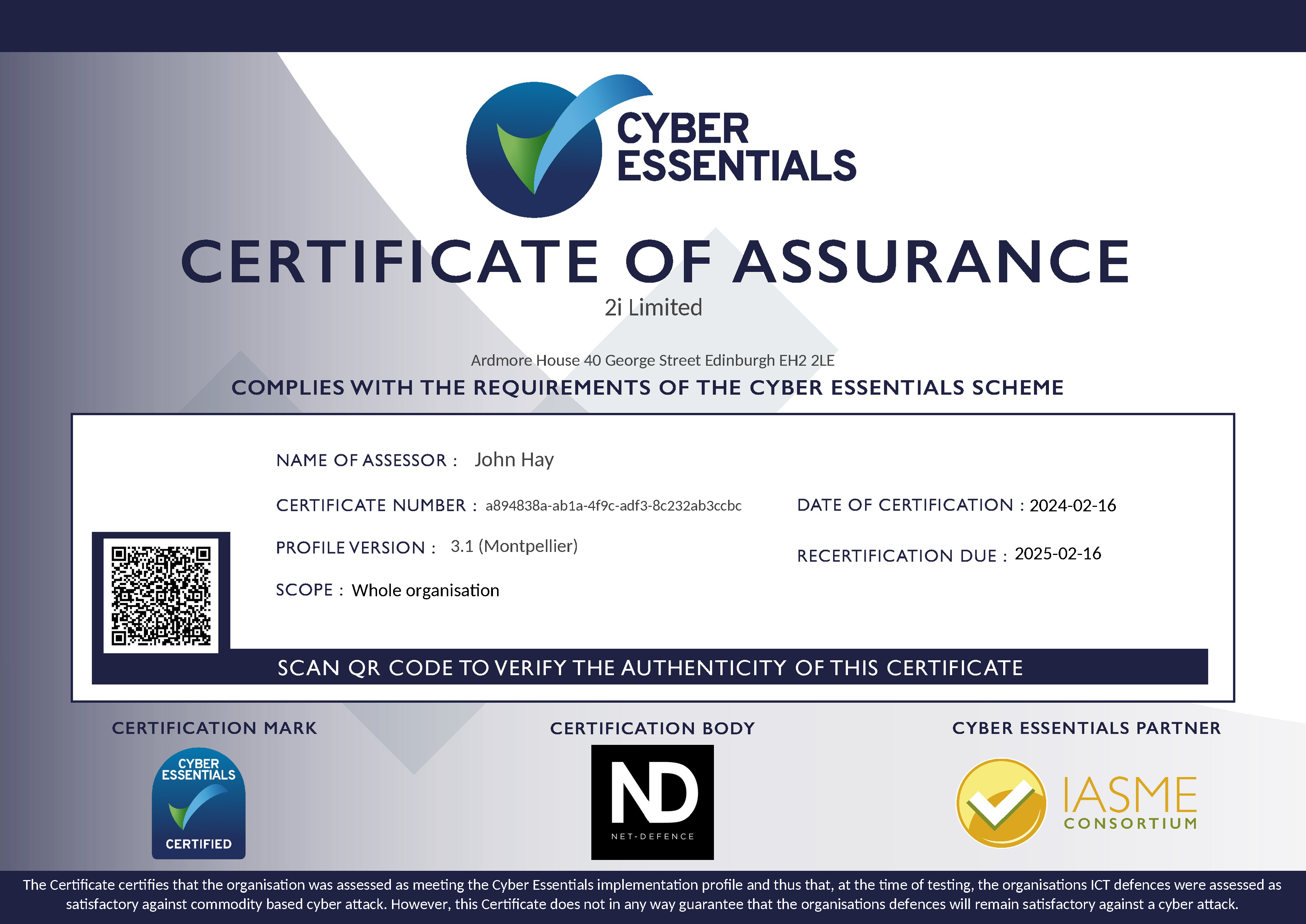 2i Achieves The 2024 Cyber Essentials And Cyber Essentials Plus   Cyber Essentials 2024 Certificate 