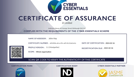2i achieves the 2024 Cyber Essentials and Cyber Essentials Plus certifications
